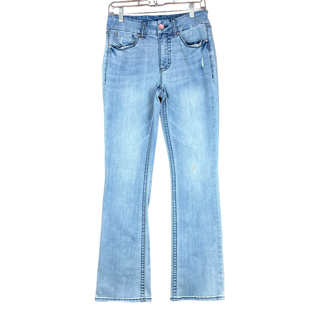 Seven7 Womens Jeans Blue Denim Light Wash Straight Button Zip Stretch 6